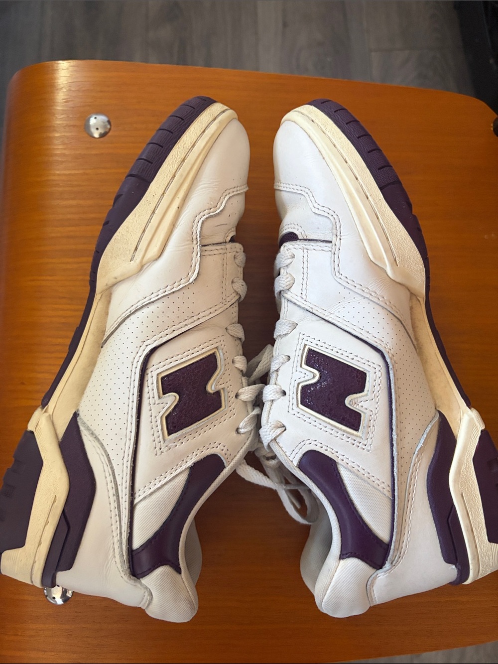 Aime Leon Dore Ald New Balance Men's White Purple 550 Leather Sneakers Womens 9 View 4